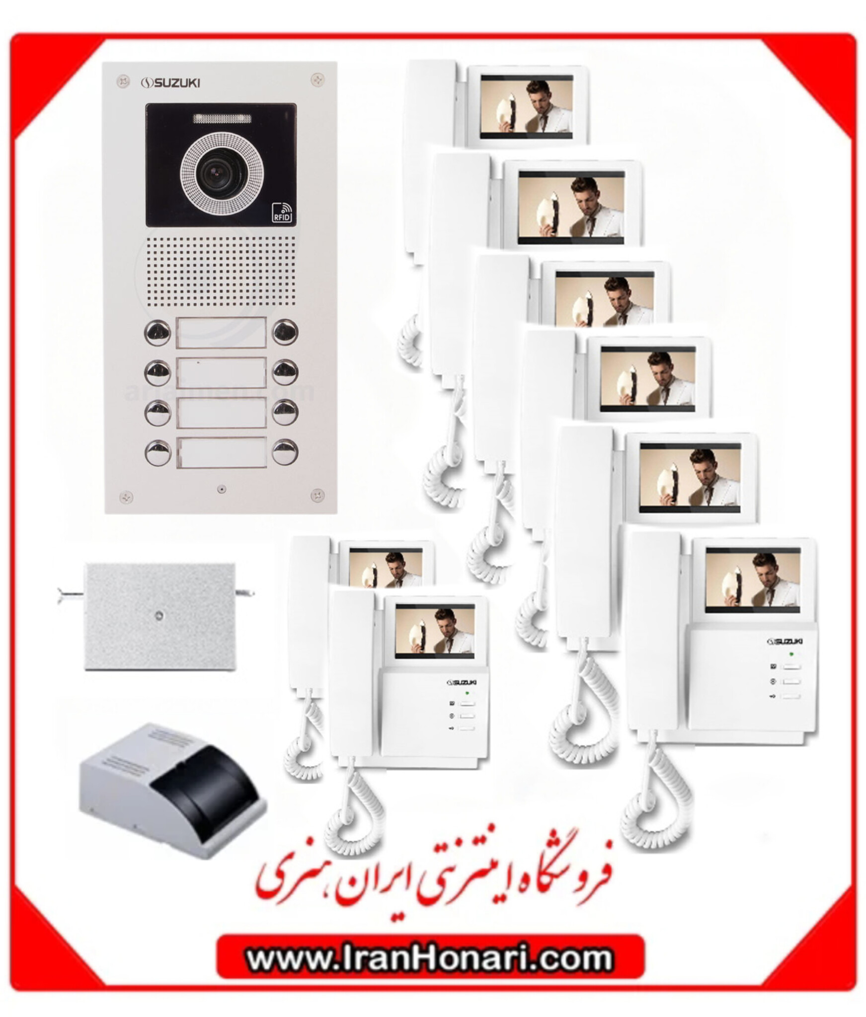 پکیج 8 واحدی آیفون تصویری سوزوکی 4.3 اینچ بدون حافظه SZ-413